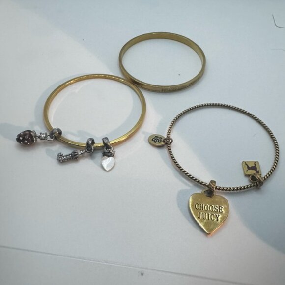 Juicy Couture Vintage Y2K NEW Charms Bangles Bracelets 3 Gold Silver Heart Dog - Picture 13 of 15